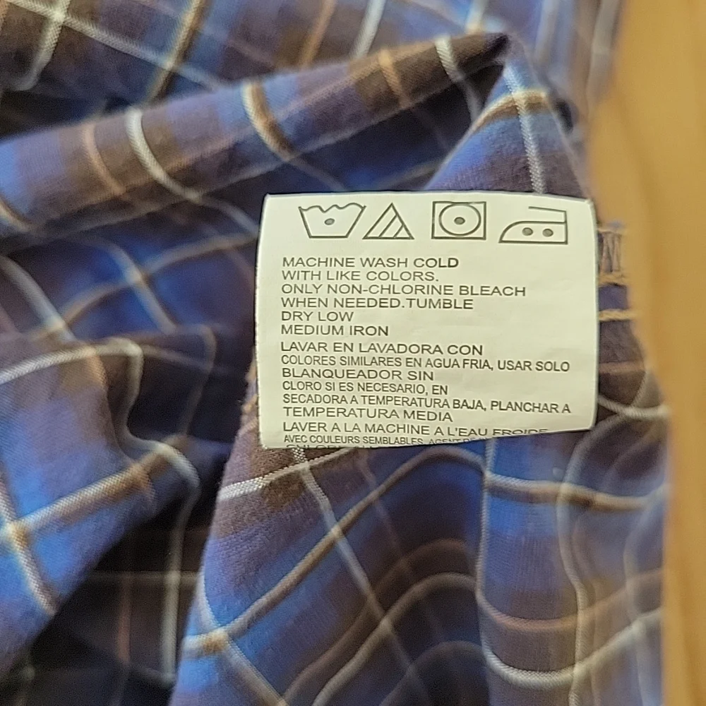 Wrangler Retro Premium Shirt Mens Large Blue Plaid Western Pearl Snap Rodeo Rust